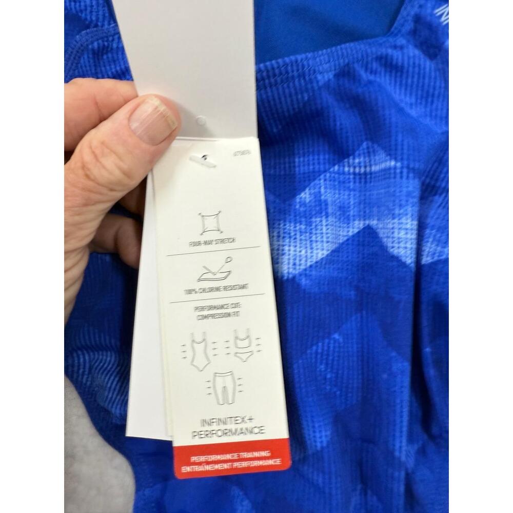 Adidas Blue Chevron Pattern Thin Straps Onepiece … - image 4